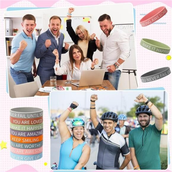 Motivational silicone bracelets bulk colorful rubber wristbands inspirational se - Picture 6 of 7